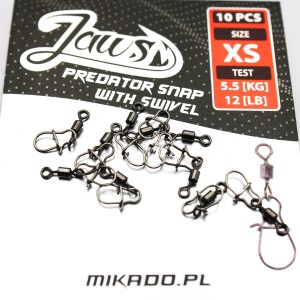 Agrafka z krętlikiem Mikado Jaws Predator Snap XS | lekka, wytrzymała i precyzyjna