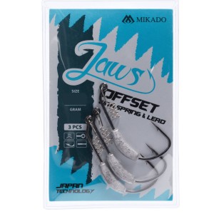 Hak Jaws Offset z Wkrętem i Obciążeniem 7g nr 3/0 | Mocny hak Mikado do średnich gum