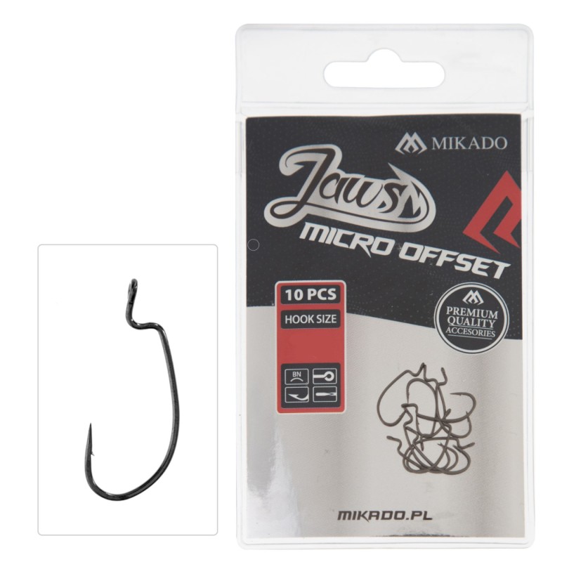 Haki Mikado Jaws Micro Offset nr 8 – lekkie haki offsetowe do mikrozestawów