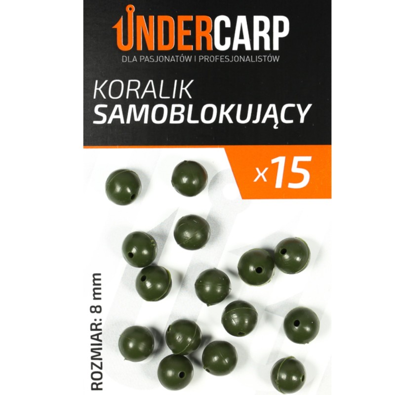 Koralik samoblokujący zielony 8mm Undercarp – stoper do zestawów przelotowych