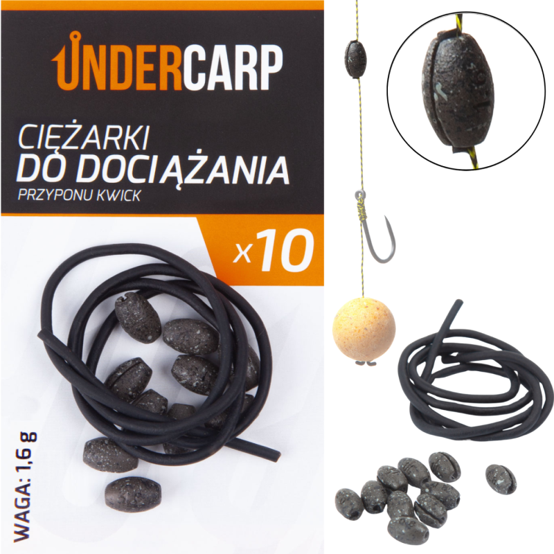 Ciężarki dociążania przyponu Kwick 1,6 g UNDERCARP – 10 szt.