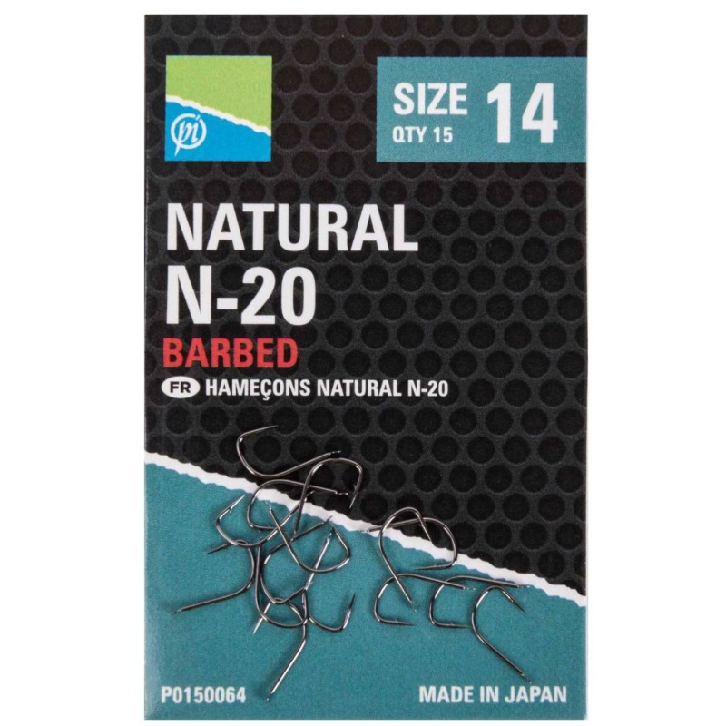 Haczyki Preston Natural N-20 rozmiar 10 – mocne haczyki feederowe do robaków i kukurydzy