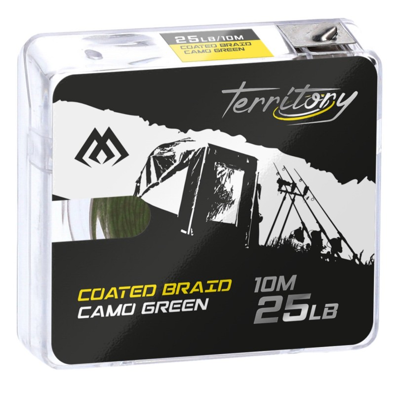 Plecionka przyponowa w otulinie Mikado Coated Braid 25lbs 10m zielona camouflage