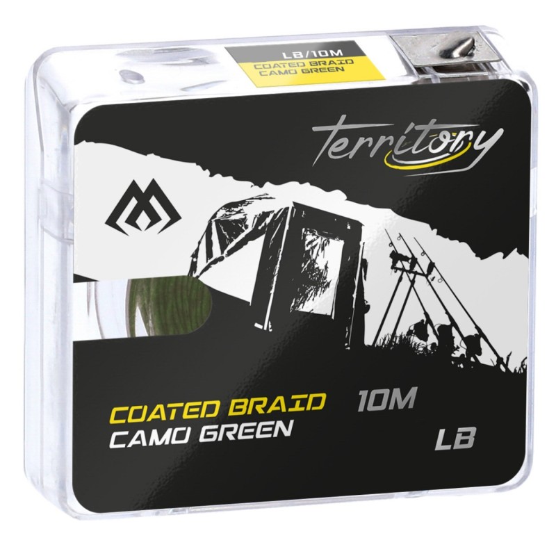 Plecionka przyponowa w otulinie Mikado Coated Braid 35lbs 10m zielona camouflage