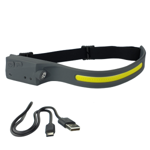 Latarka czołowa Robinson ALLROUND 350 lm – szara z paskiem LED