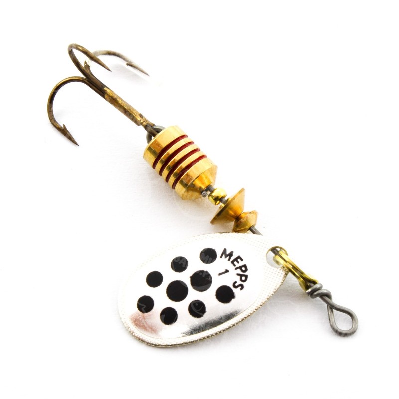 Mepps Aglia srebrna czarne kropki nr 1 – błystka obrotowa 3,5 g na okonia i pstrąga