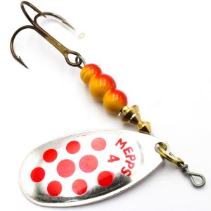 Mepps Aglia Deco srebro / czerwone kropki nr 4 – błystka obrotowa 9 g na szczupaka i bolenia