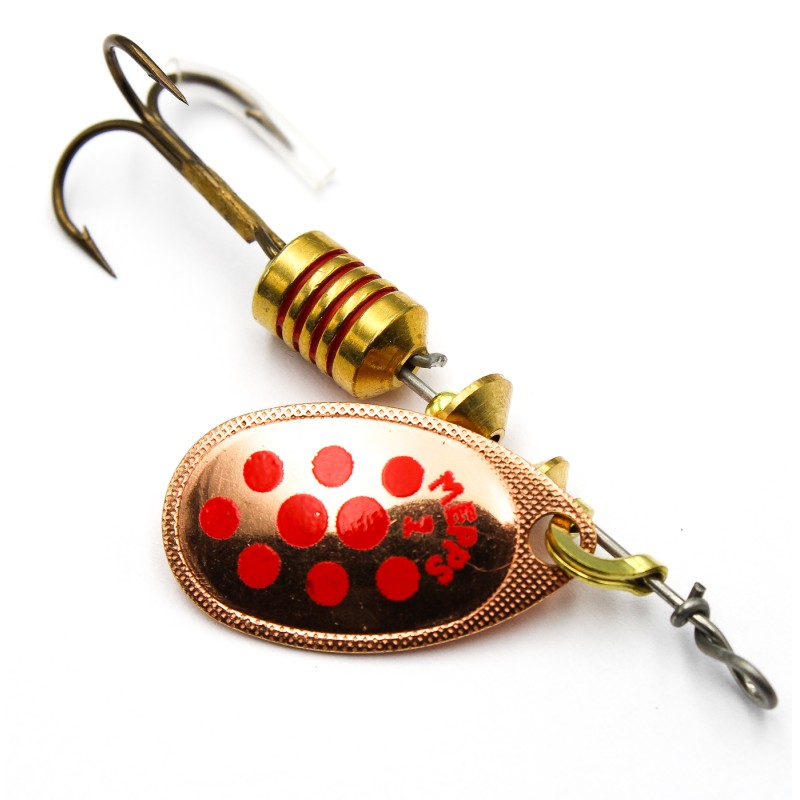 Mepps Aglia Deco miedź/czerwone kropki nr 1 – błystka obrotowa 3,5 g na klenia i okonia