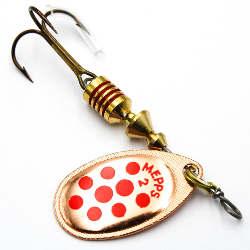 Mepps Aglia Deco miedź/czerwone kropki nr 2 – błystka obrotowa 4,5 g na okonia i klenia