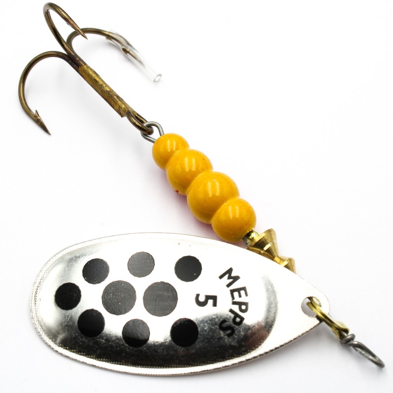 Mepps Aglia srebrna czarne kropki nr 5 – błystka obrotowa 13 g na szczupaka i sandacza