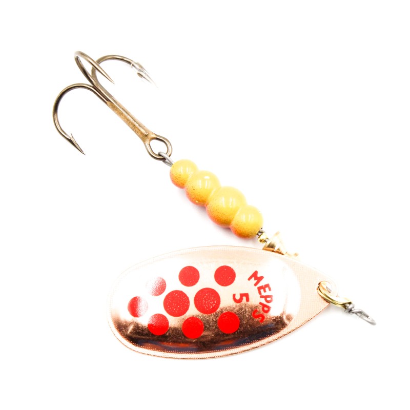Mepps Aglia Deco miedź/czerwone kropki nr 5 – błystka obrotowa 13 g na szczupaka i bolenia