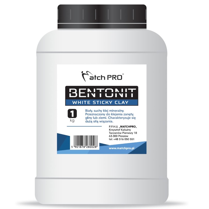 Bentonit MatchPro 1,0kg (opakowanie plastikowe) – klej mineralny do zanęt