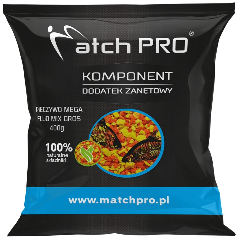 Top Pieczywo Fluo Mega Mix Gros MatchPro 400g – kolorowy dodatek do zanęt leszczowych i karpiowych