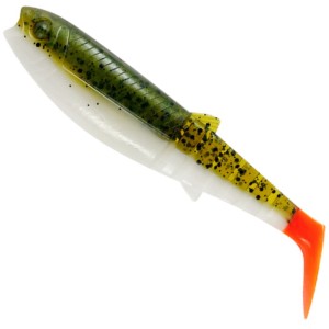 Guma Savage Gear Cannibal Shad 10cm Olive Hot Orange – skuteczna guma spinningowa UV