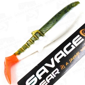 Guma Savage Gear Cannibal Shad 10cm Olive Hot Orange – skuteczna guma spinningowa UV