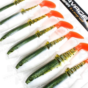 Guma Savage Gear Cannibal Shad 10cm Olive Hot Orange – skuteczna guma spinningowa UV