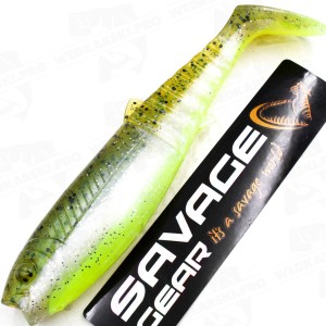 Guma Savage Gear Cannibal Shad 12.5 cm 20 g Green Pearl Yellow – Skuteczna przynęta na szczupaka i sandacza