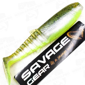 Guma Savage Gear Cannibal Shad 12.5 cm 20 g Green Pearl Yellow – Skuteczna przynęta na szczupaka i sandacza