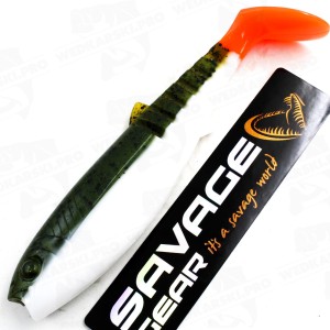 Guma Savage Gear Cannibal Shad 12.5 cm 20 g Olive Hot Orange – Skuteczna przynęta na sandacza i szczupaka