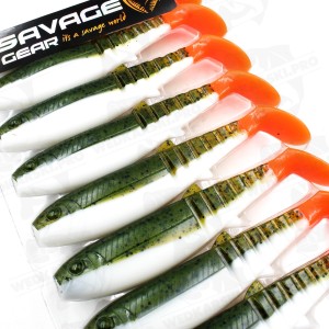 Guma Savage Gear Cannibal Shad 12.5 cm 20 g Olive Hot Orange – Skuteczna przynęta na sandacza i szczupaka