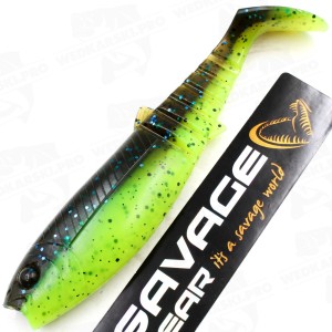 Guma Savage Gear Cannibal Shad 12.5 cm 20 g Chartreuse Pumpkin – Skuteczna przynęta UV na sandacza i szczupaka