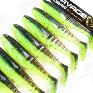 Guma Savage Gear Cannibal Shad 12.5 cm 20 g Chartreuse Pumpkin – Skuteczna przynęta UV na sandacza i szczupaka