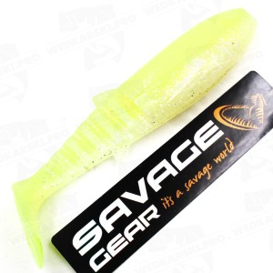 Guma Savage Gear Cannibal Shad 12.5 cm 20 g Fluo Yellow Glow – świecąca przynęta UV na drapieżniki