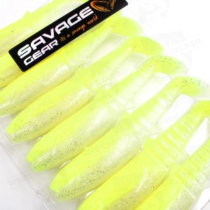 Guma Savage Gear Cannibal Shad 12.5 cm 20 g Fluo Yellow Glow – świecąca przynęta UV na drapieżniki