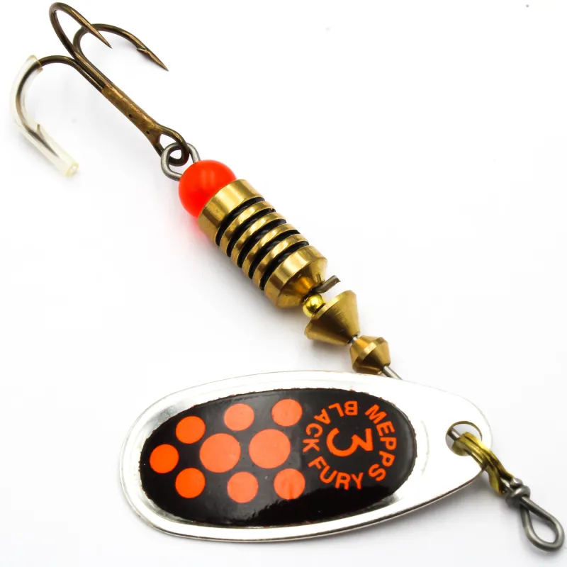 Błystka Mepps BLACK FURY srebro / czerwone kropki 3 – skuteczna obrotówka na szczupaki i trocie