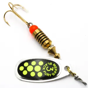 Błystka Mepps BLACK FURY srebro / seledyn kropki 3 – skuteczna obrotówka na szczupaki i okonie