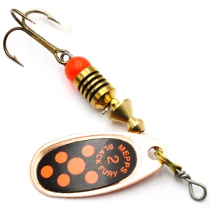 Błystka Mepps BLACK FURY miedź / czerwone kropki 2 – skuteczna obrotówka na okonie i szczupaki