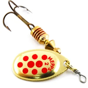 Mepps Aglia Złota Czerwone Kropki nr 2 – klasyczna obrotówka na okonie i pstrągi
