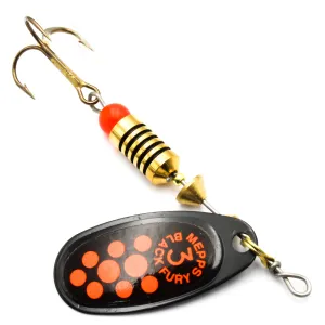 Błystka Mepps BLACK FURY czarna / czerwone kropki nr 3 – skuteczna obrotówka na szczupaki i klenie