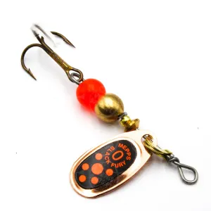 Błystka Mepps BLACK FURY miedź / czerwone kropki 0 – ultralekka obrotówka na pstrągi i okonie