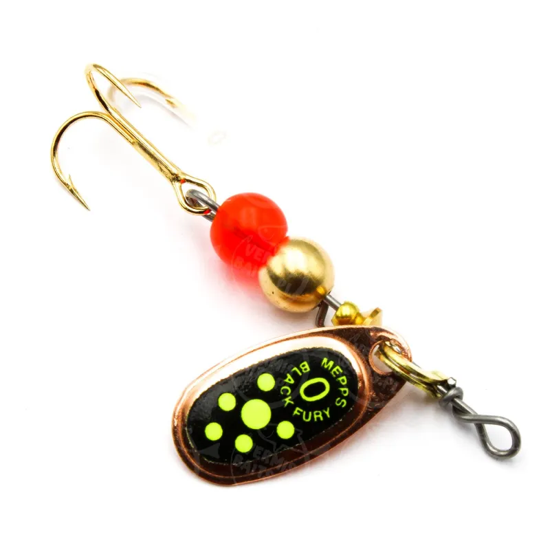 Błystka Mepps BLACK FURY miedź / seledyn 0 – ultralekka obrotówka na pstrągi i okonie