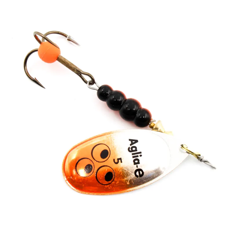 Mepps Aglia-E pomarańczowa nr 5 – błystka UV na szczupaka, sandacza i suma