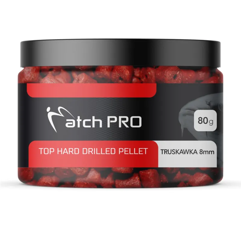 Pellet haczykowy MatchPro Hard Truskawka 8mm – twardy pellet o aromacie truskawki