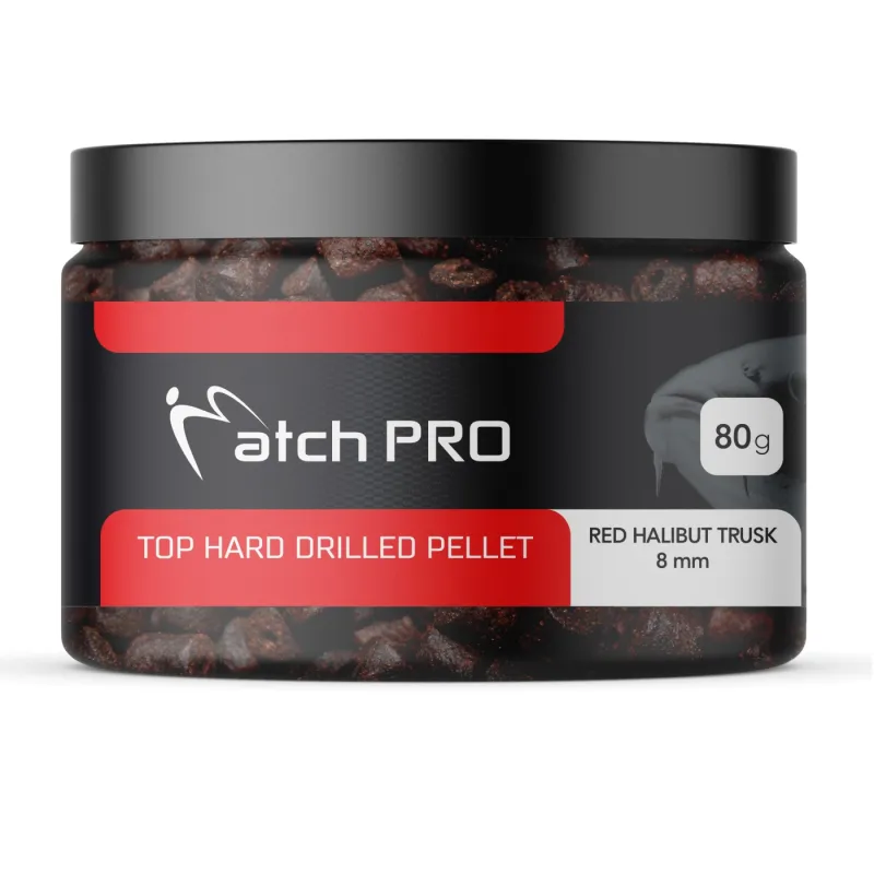 Pellet haczykowy MatchPro Hard Halibut Truskawka 8mm – twardy pellet na karpie i amury