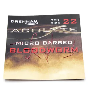 Haczyki Drennan Acolyte Bloodworm Nr 22 – delikatne, czerwone i superostre