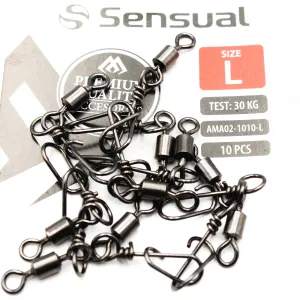 Krętlik rolkowy z agrafką Mikado L – 30 kg | zestaw 10 sztuk