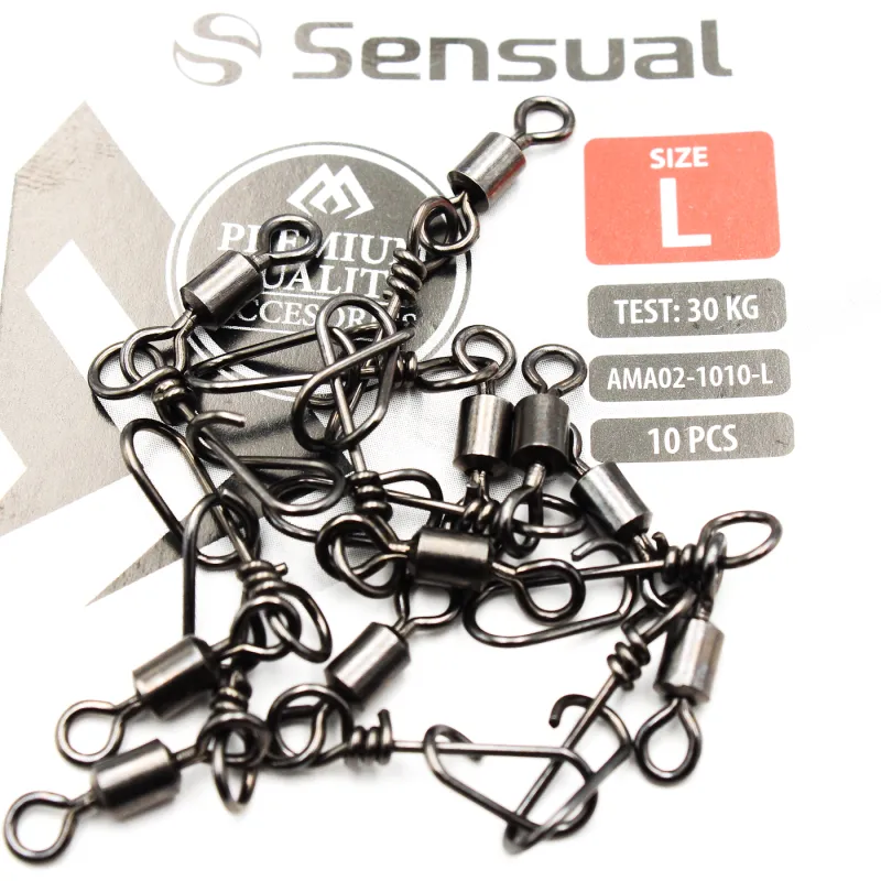 Krętlik rolkowy z agrafką Mikado L – 30 kg | zestaw 10 sztuk