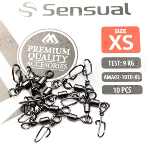 Krętlik rolkowy z agrafką Mikado XS – 9 kg | zestaw 10 sztuk