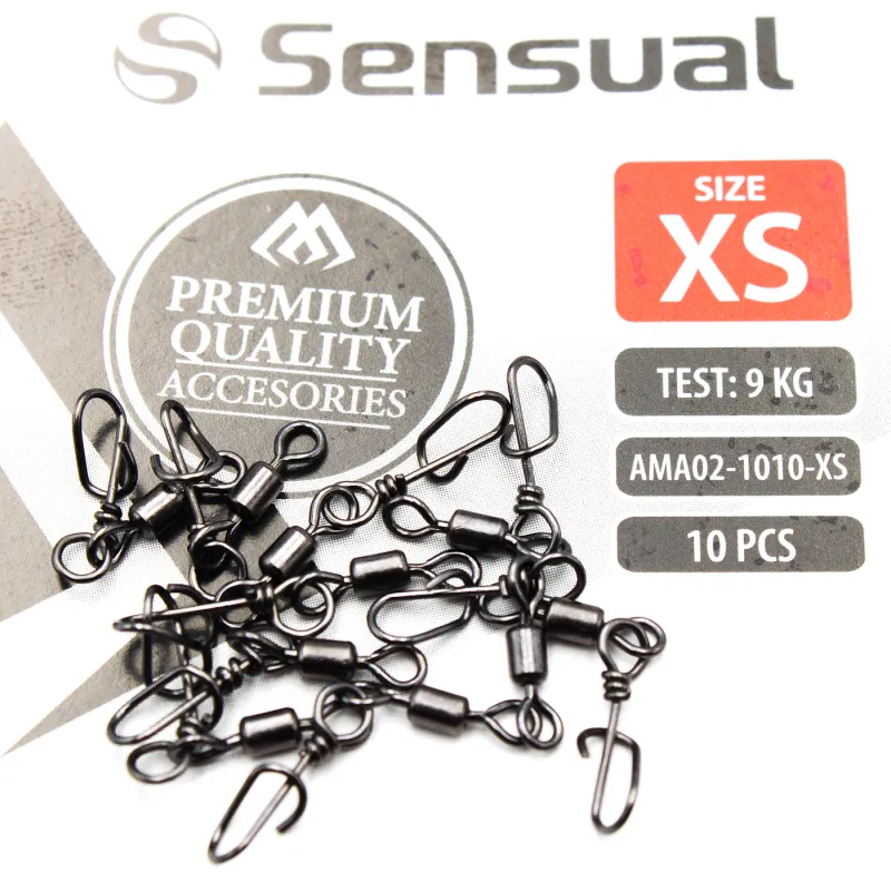 Krętlik rolkowy z agrafką Mikado XS – 9 kg | zestaw 10 sztuk