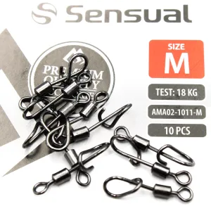 Krętlik rolkowy z agrafką Mikado M – 18 kg | zestaw 10 sztuk