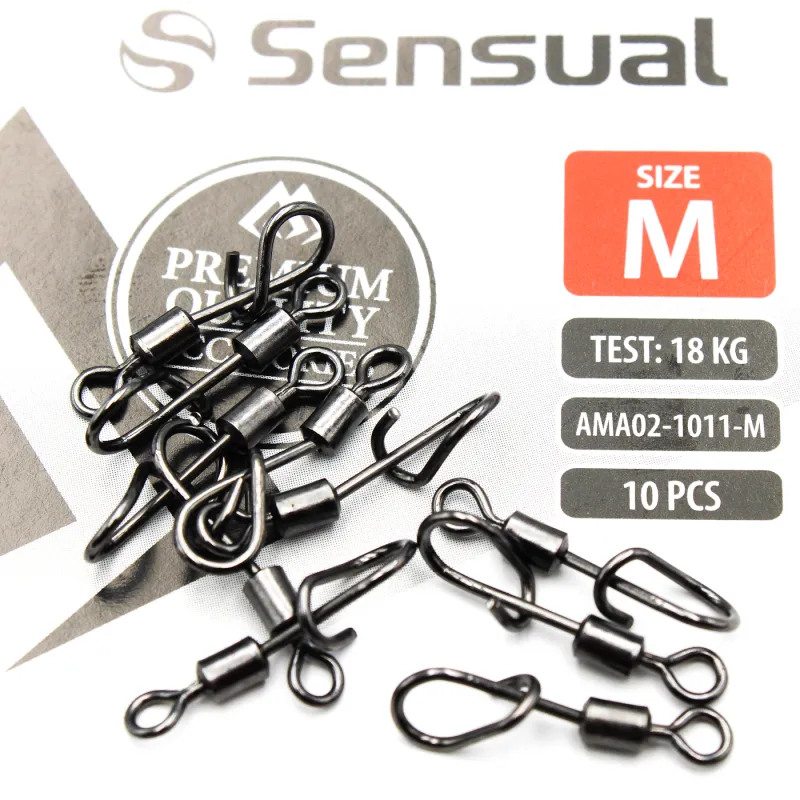 Krętlik rolkowy z agrafką Mikado M – 18 kg | zestaw 10 sztuk