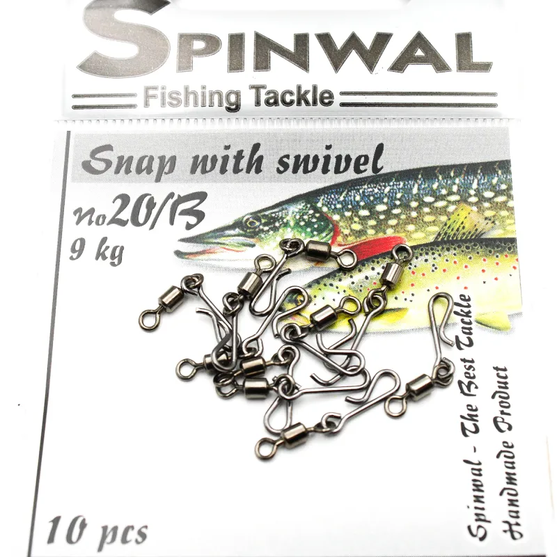 Spinwal Agrafka 20/B z krętlikiem – mocna agrafka spinningowa 9 kg