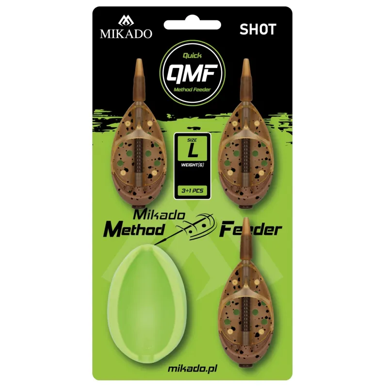 Koszyk Mikado Method Feeder Shot Q.M.F. L (20 g / 30 g / 40 g) – zestaw do dalekich rzutów
