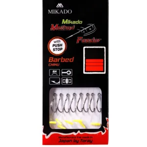 Przypony Mikado Method Feeder Pushstop 12 – żyłka 0,23 mm, hak BKK Chinu, długość 10 cm